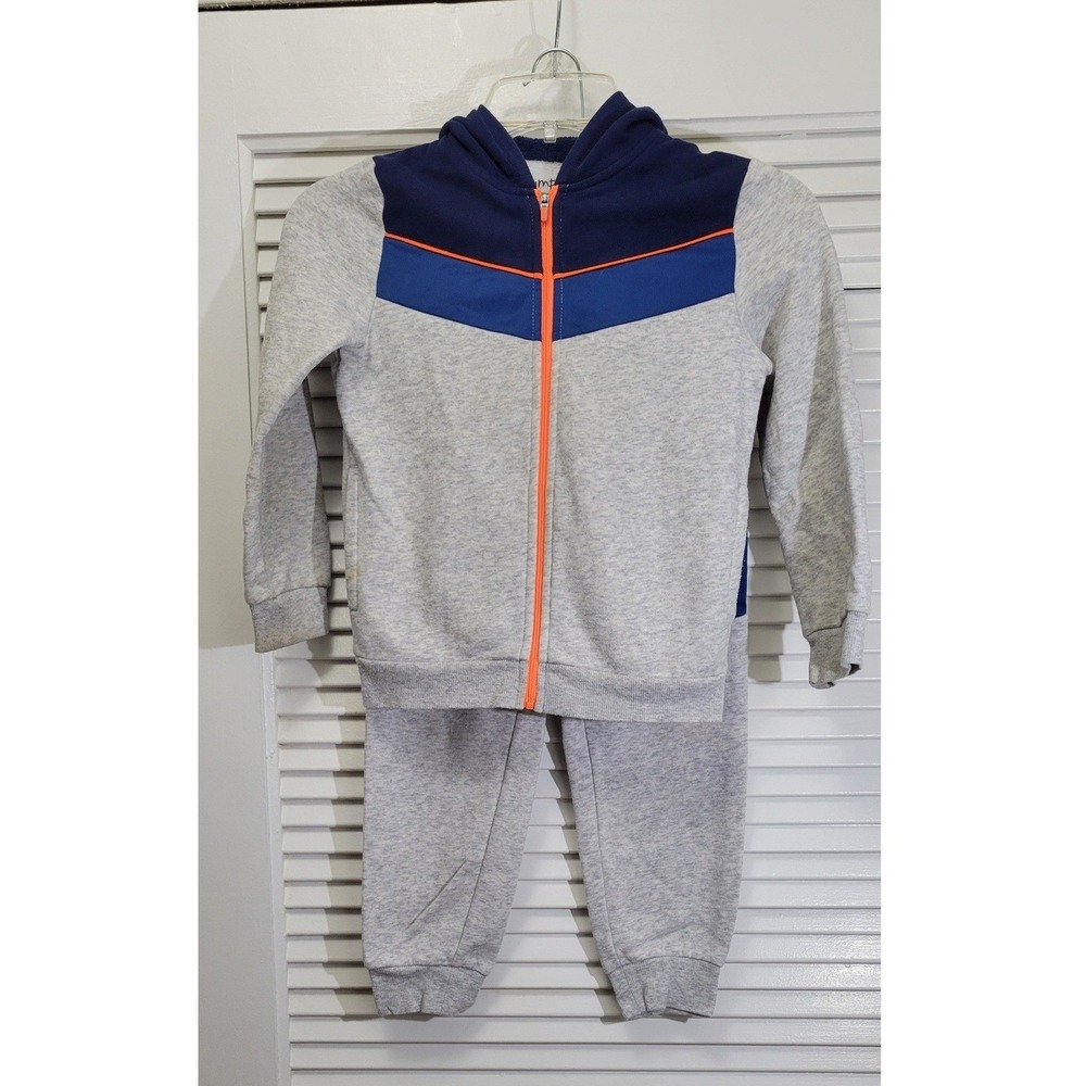 Activewear Kids Size 6 Gray Blue Tracksuit Hoodie & Joggers by Jumping Bean Set